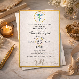 Convites Quadro Dourado Formal de Graduação em Enfermagem T