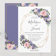 Quadro Dourado Geométrico de Casamento Floral com