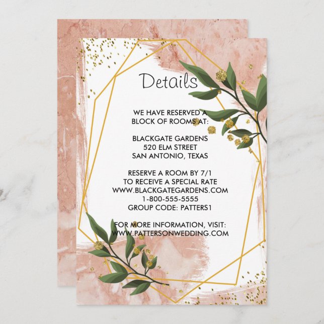 Convites Quadro Dourado moderno Invólucro Floral Verde da C (Frente/Verso)