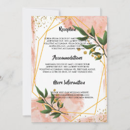 Convites Quadro Dourado moderno, Ivory Green Flor, programa