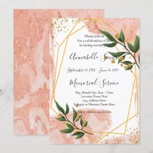 Convites Quadro Dourado moderno Ivory Green FloralLoving Me