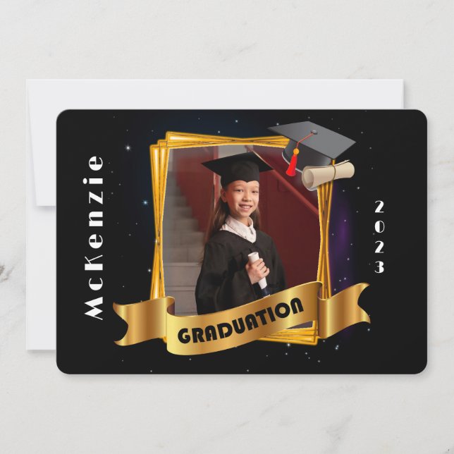 Convites Quadro Dourado para Graduação do Kindergarten Adic (Frente)