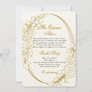 Convites Quadro Dourado Quinceanera