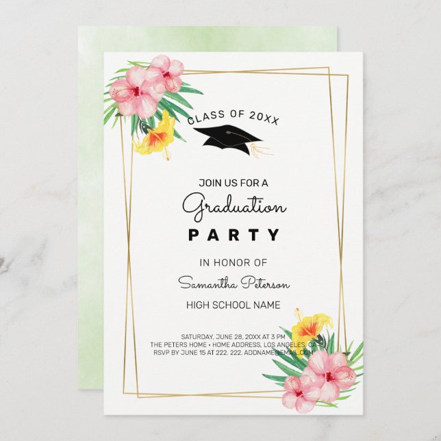 Convites Quadro E Flores Do ouro (Frente/Verso)