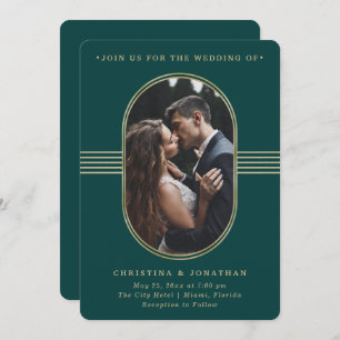 Convites Quadro Elegante Casamento de Fotografias Verde e