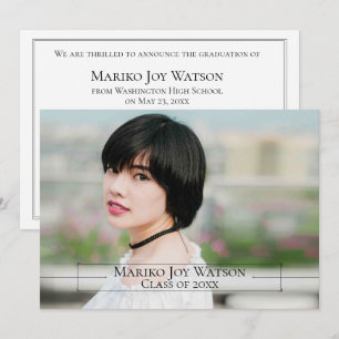 Convites Quadro elegante minimalista com graduação das