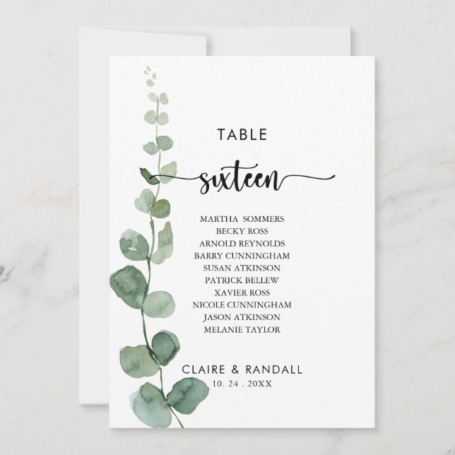 Convites Quadro Eucalipto Verde Número 16 Quadro Sentado (Frente)