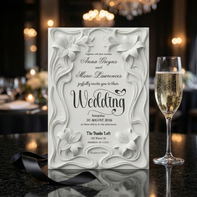 Convites Quadro Floral 3D com Relevo Falso Pérola Casamento (Criador carregado)