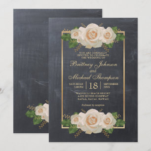 Convites Quadro floral branco rústico   formal que Wedding