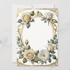 Convites quadro floral de casamento romântico e ouro