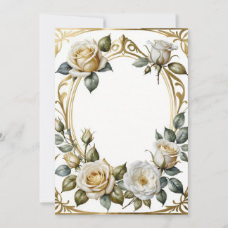 Convites quadro floral de casamento romântico e ouro