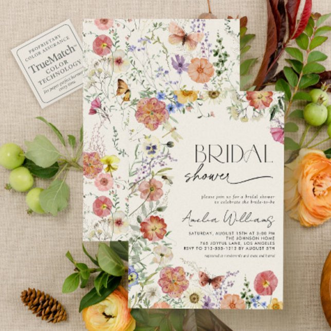 Convites Quadro Floral de Flores Silvestres Prensadas Chá d (Criador carregado)