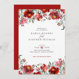 Convites Quadro Floral do Jardim Vermelho Profundo