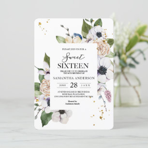 Convites Quadro Floral Elegante Moderno e Largas Douradas
