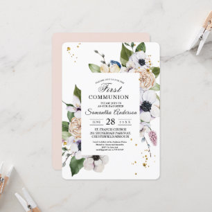 Convites Quadro Floral Elegante Moderno e Quedas Douradas