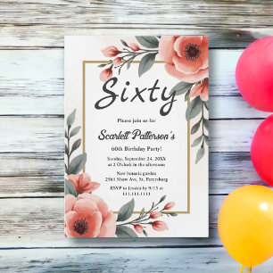Convites Quadro Floral em Aquarela Delicada para Aniversári