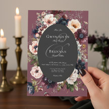 Quadro Floral Negro de Oval Preto com Moody Burgun