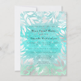 Convites Quadro Floral Ombre Céu Oceano Azul Brilho