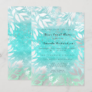 Convites Quadro Floral Ombre Céu Oceano Azul Brilho