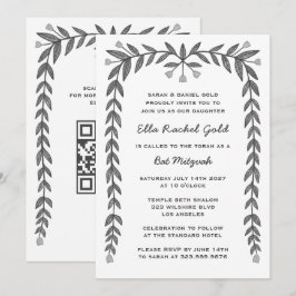 Convites Quadro Floral Personalizado Código QR Moderno BarB