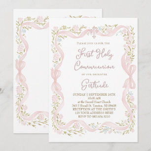 Convites quadro floral Primeira Comunhão