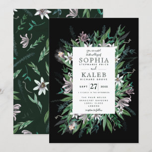 Convites Quadro Floral Russo no preto da meia-noite