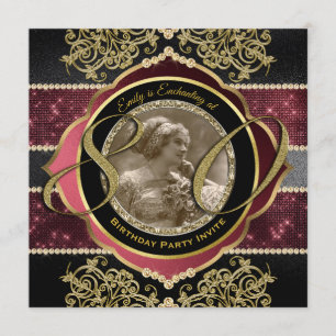 Convites Quadro Fotográfico de Ruby Gems do 80 Birthday 80 