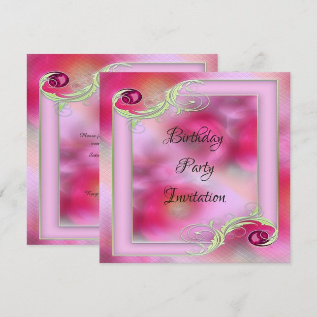 Convites Quadro Francês Decorativo Rosas Bonitas (Frente/Verso)