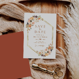 Convites quadro geométrico caia floral salvo a data