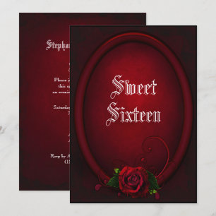 Convites Quadro Gótico Oval e Rosa de Sangue Doce 16