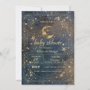 Convites Quadro Lua Estrelas Celestiais Galáxia Escura