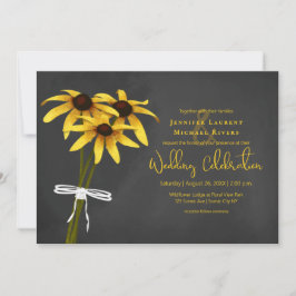 Convites quadro negro de flores silvestres Susan de olhos n