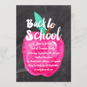 Convites Quadro negro de maçã aquática Voltar à escola