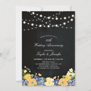 Convites Quadro Negro & Luzes de Corda 50 Anos de Casamento