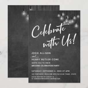 Convites Quadro Negro Luzes de Edison Modernas Celebre Cono