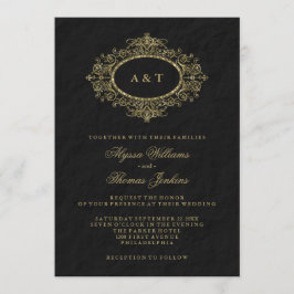 Convites Quadro ornamentado Dourado do falso Glam no