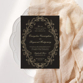 Convites Quadro Ornato Barroco Romântico Preto Casamento