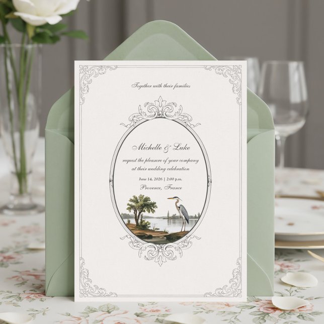 Convites Quadro Oval Paisagem Francesa Vintage Casamento  (Criador carregado)