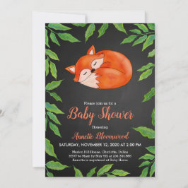 Convites Quadro | Raposa | Folhas | Chá de fraldas floresta