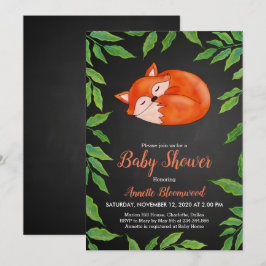 Convites Quadro | Raposa | Folhas | Chá de fraldas floresta