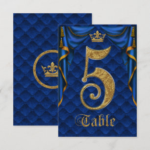 Convites Quadro Real Azul Dourado Casado Coroa Número 5