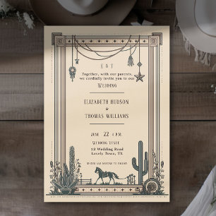 Convites Quadro Rustic Vintage Cowboy Casamento Horse Cactu
