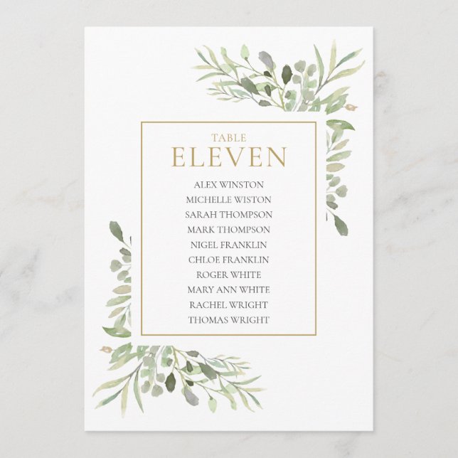 Convites Quadro Verde Elegante Número 11 Gráfico Sentado (Frente)