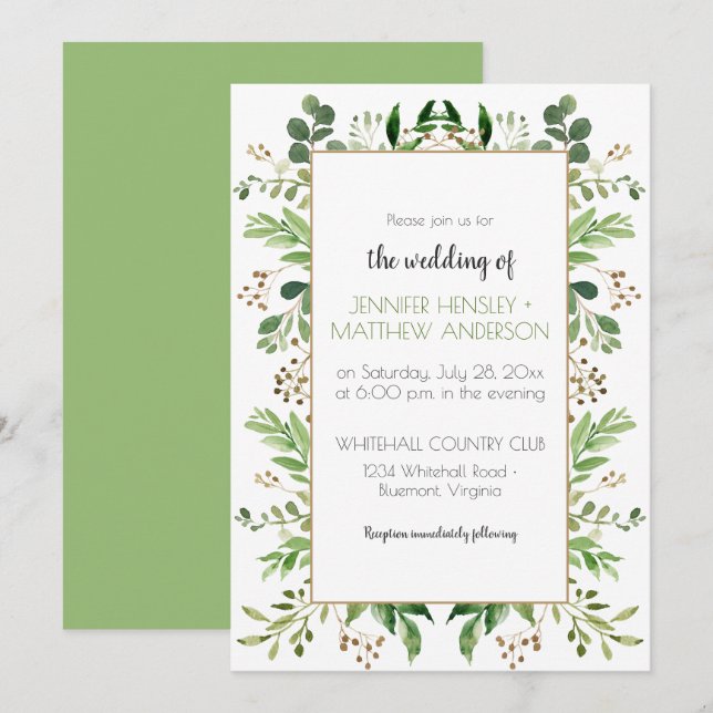 Convites Quadro Verde Rústico Vertical do Sonho Botânico| (Frente/Verso)