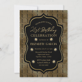 Convites Quadro Vintage Art Déco Preto e Dourado Aniversári