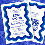 Convites Quadro Wavy Modern Personalizado CÓDIGO QR Bar Bat<br><div class="desc">Cartão perfeito para anunciar um morcego mitzvah, bar mitzvah ou outra celebração judaica! A mão fez uma moldura ondulante para você do lado da frente! TOTALMENTE PERSONALIZÁVEL! Clique em "Personalizar" acima para editar o texto e adicionar seu link ao código qr. Clique em "editar usando a ferramenta design" para ajustar...</div>