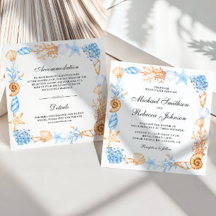 Convites Quadros de Conchas Náuticas Tudo em Um Casamento