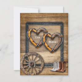 Convites Quadros de Galhos de Casamento Ocidental, Botas Ro