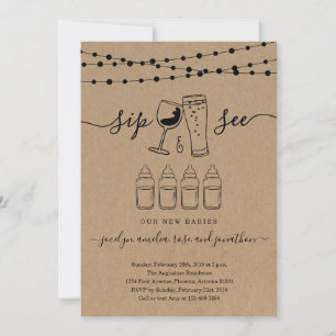 Convites Quadruplets Sip & See Wine & Beer Toast