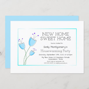 Convites Quaint Blue Floral House Party